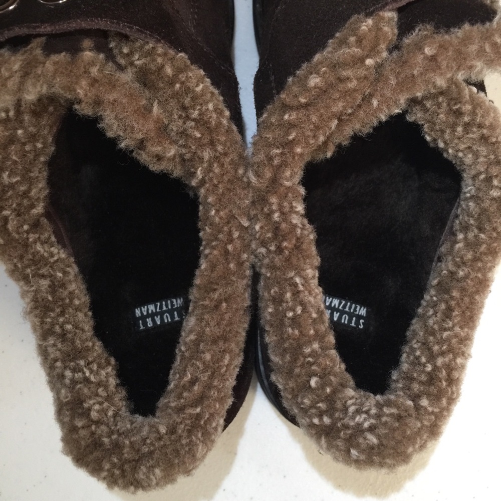 Stuart Weitzman Fur Lined Suede Shoe | Ankle Boot - Picture 14 of 16